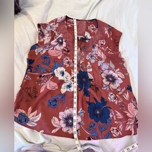 Daniel Rainn Floral Blouse - Rust and Navy